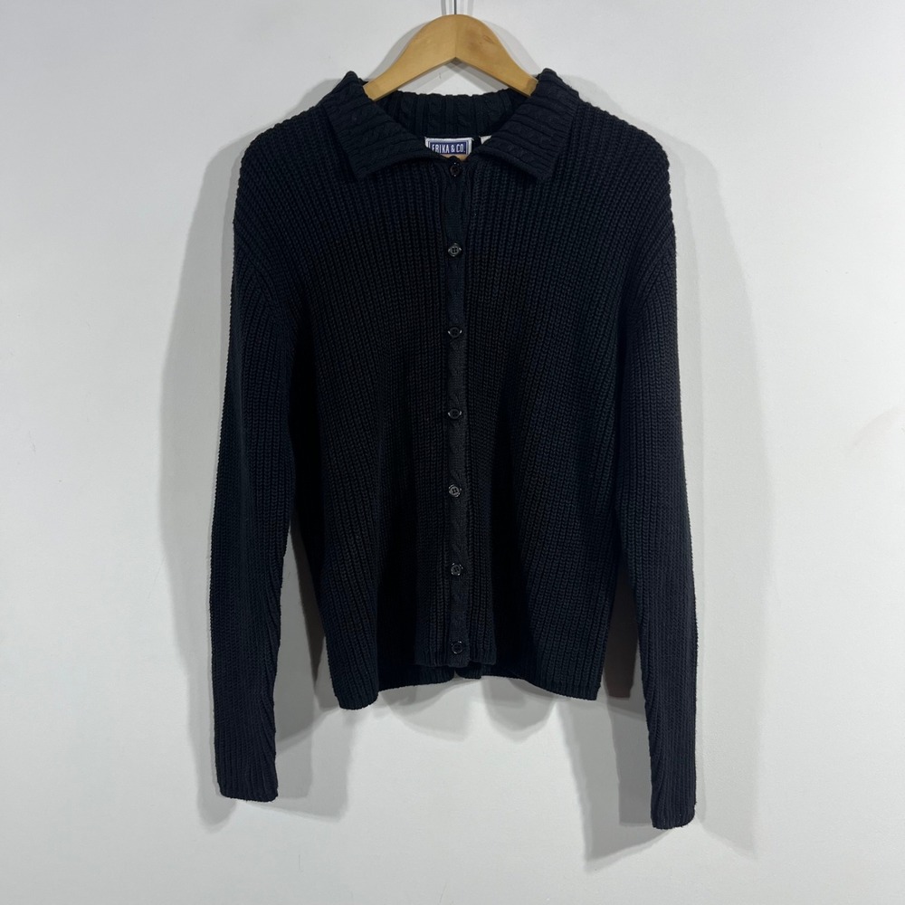 ErikaCo VTG 90s Fisherman Capsule Cable Knit Button Front Cardigan Sweater Large